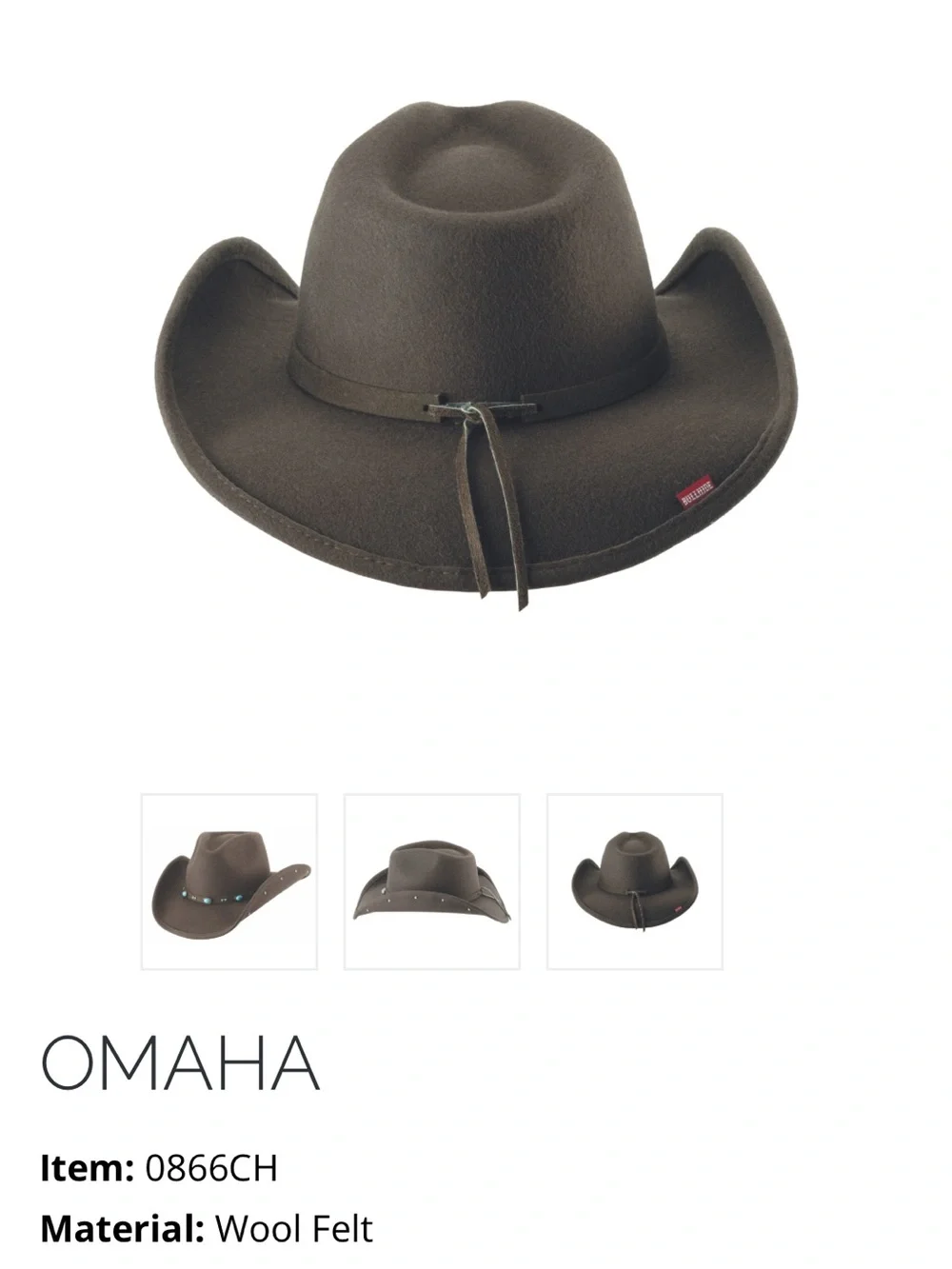 Bullhide Omaha Kids Wool Felt Cowboy Hat Chocolate Sz M, 0866CH